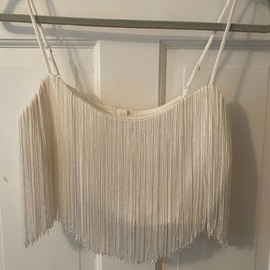 Aritzia Babaton fringe crop top